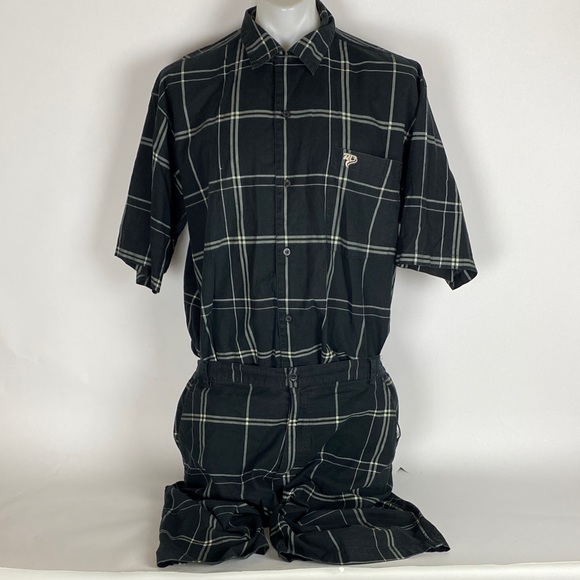 VTG Raw Blue Outfit Button Up Shirt & Shorts Y2K Streetwear Men’s Size XXL - Picture 4 of 10